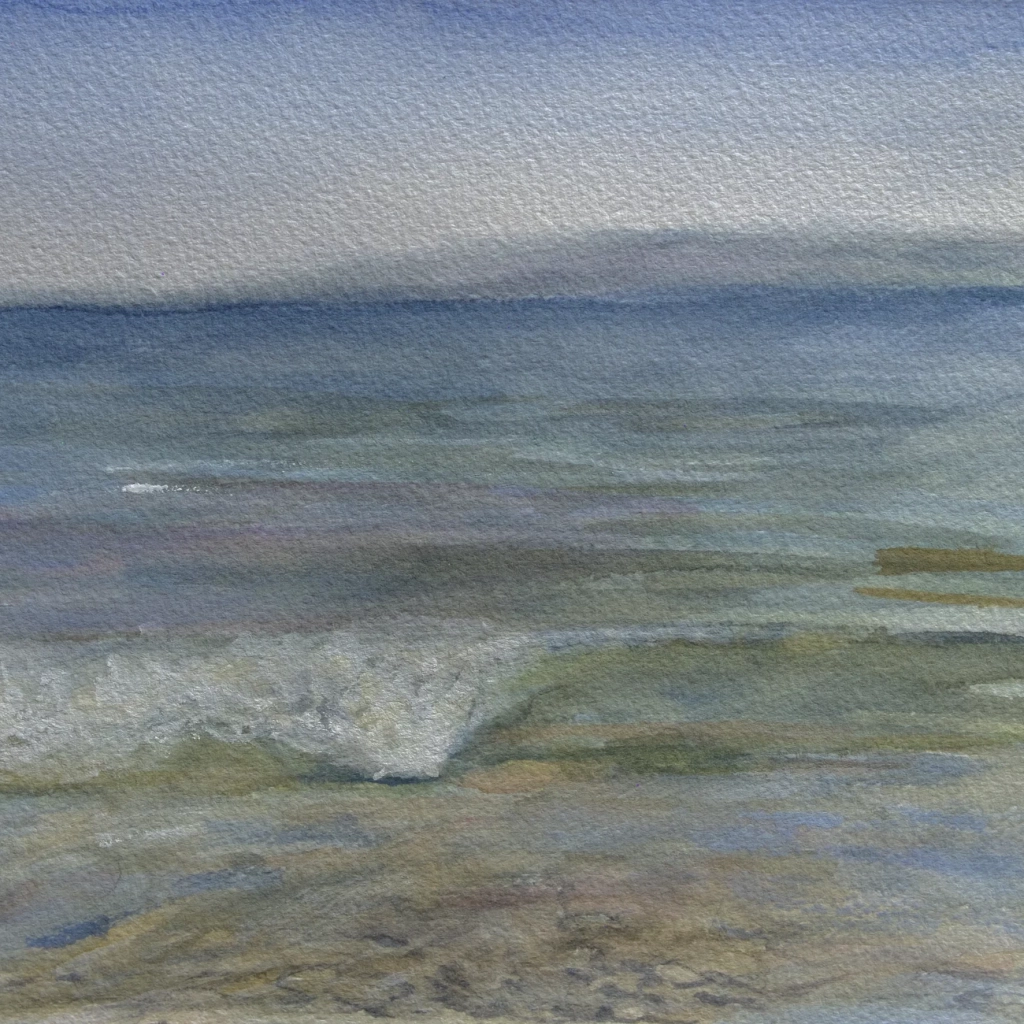 Watercolor landscape painting of the Bodensee