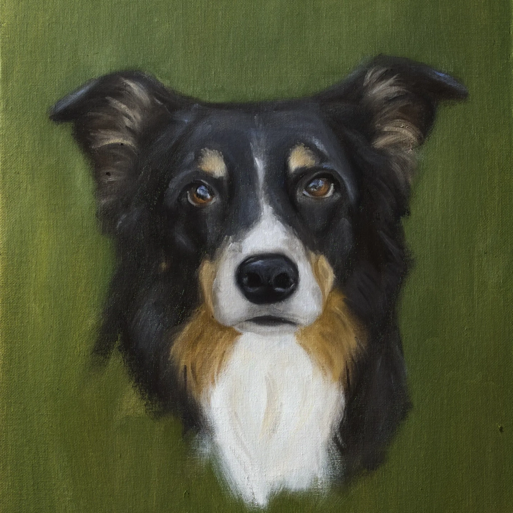 Oilpainting portrait of a dog
