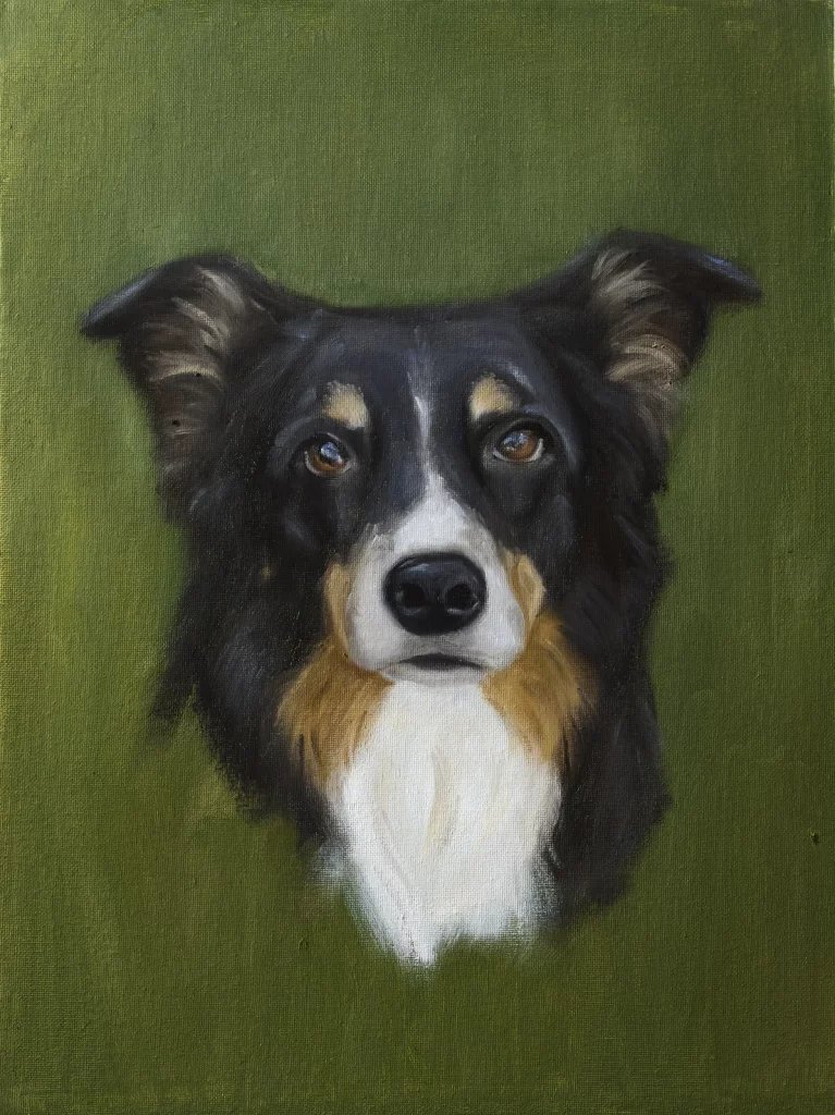 Oilpainting portrait of a dog