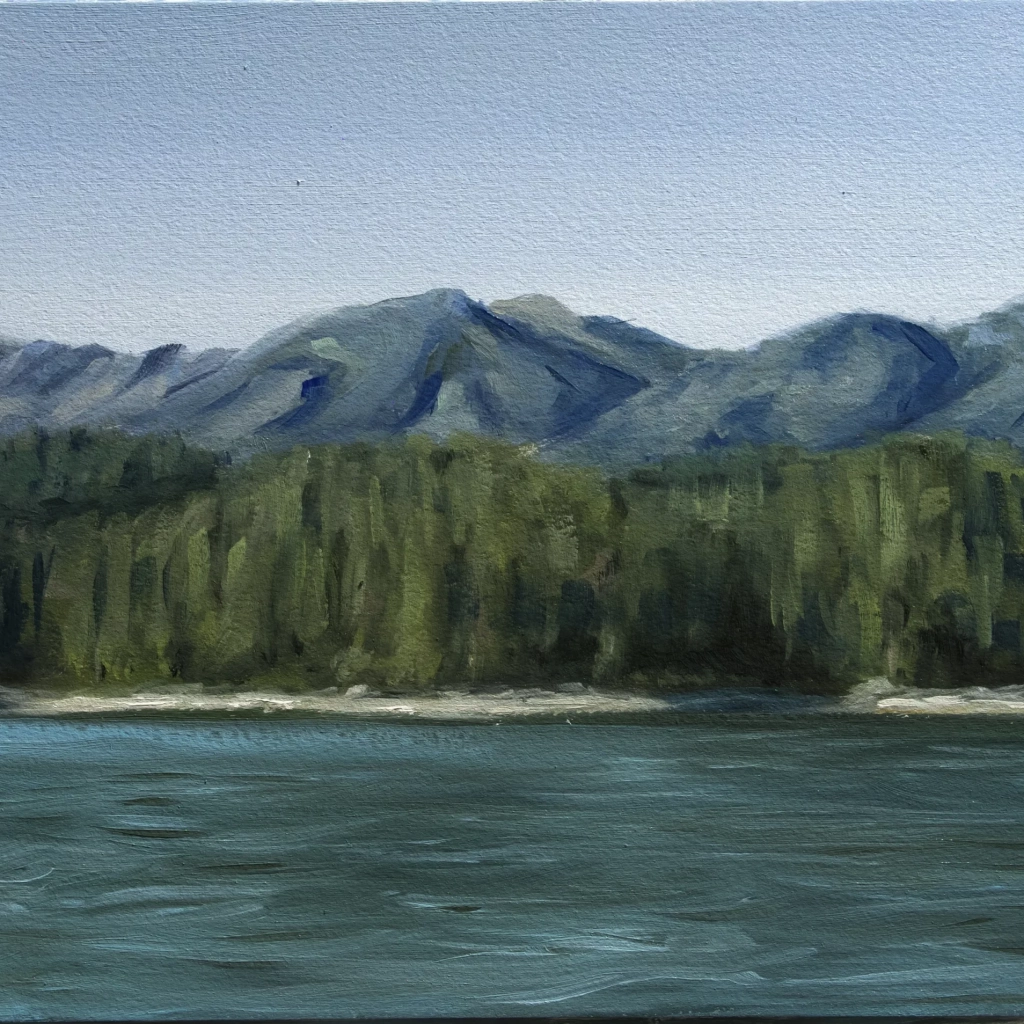 Landscape oil painting study of lake eibsee