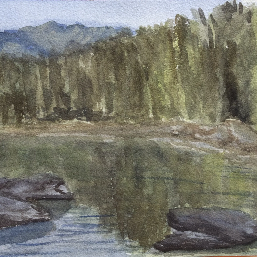 Watercolor study of lake eibsee