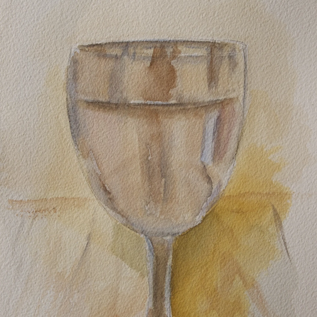 watercolor study painting of a glass