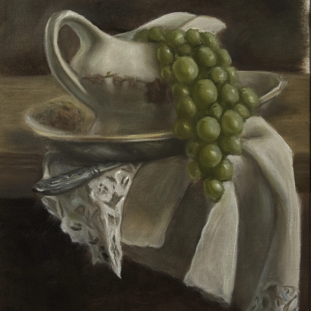 Oilpainting still life of grapes