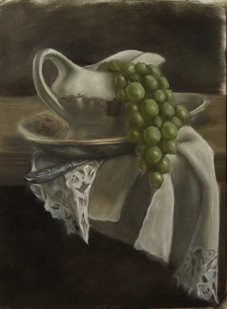 Oilpainting still life of grapes