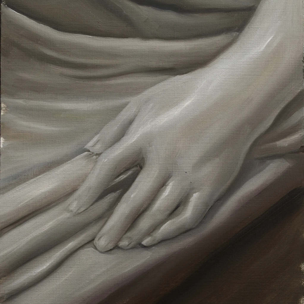 Oilpainting study of a marble statue hand