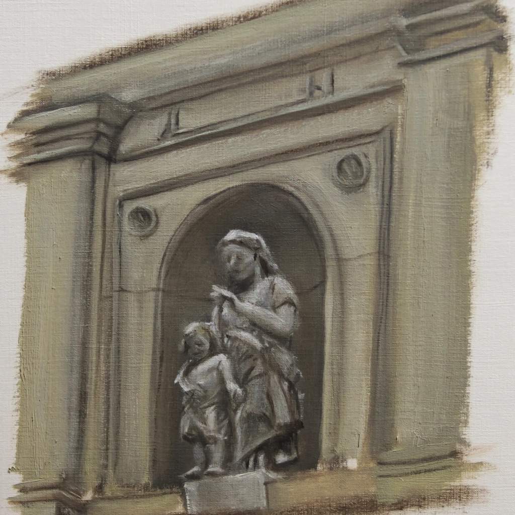 Oilpainting study of a statue in Karlsruhe