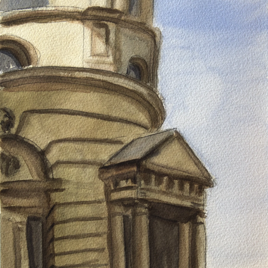 Watercolor painting of a building in constance