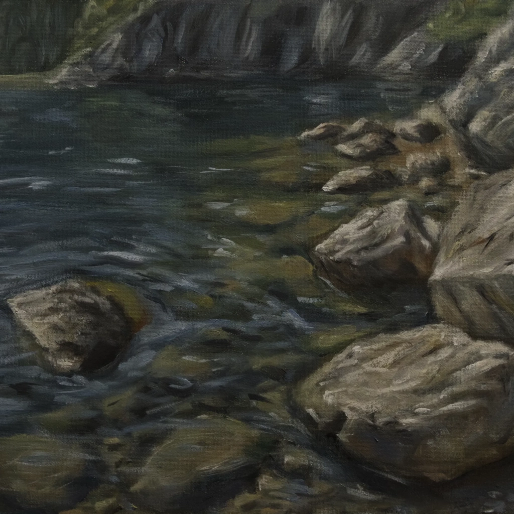 Oilpainting landscape study of a lake