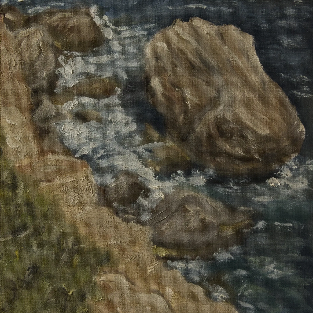 Oilpainting study of rocks at Mallorca