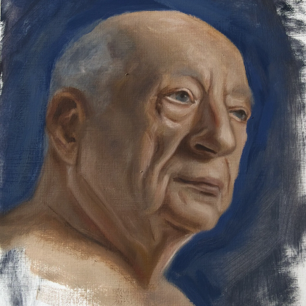 Oilpainting portrait study of an old man