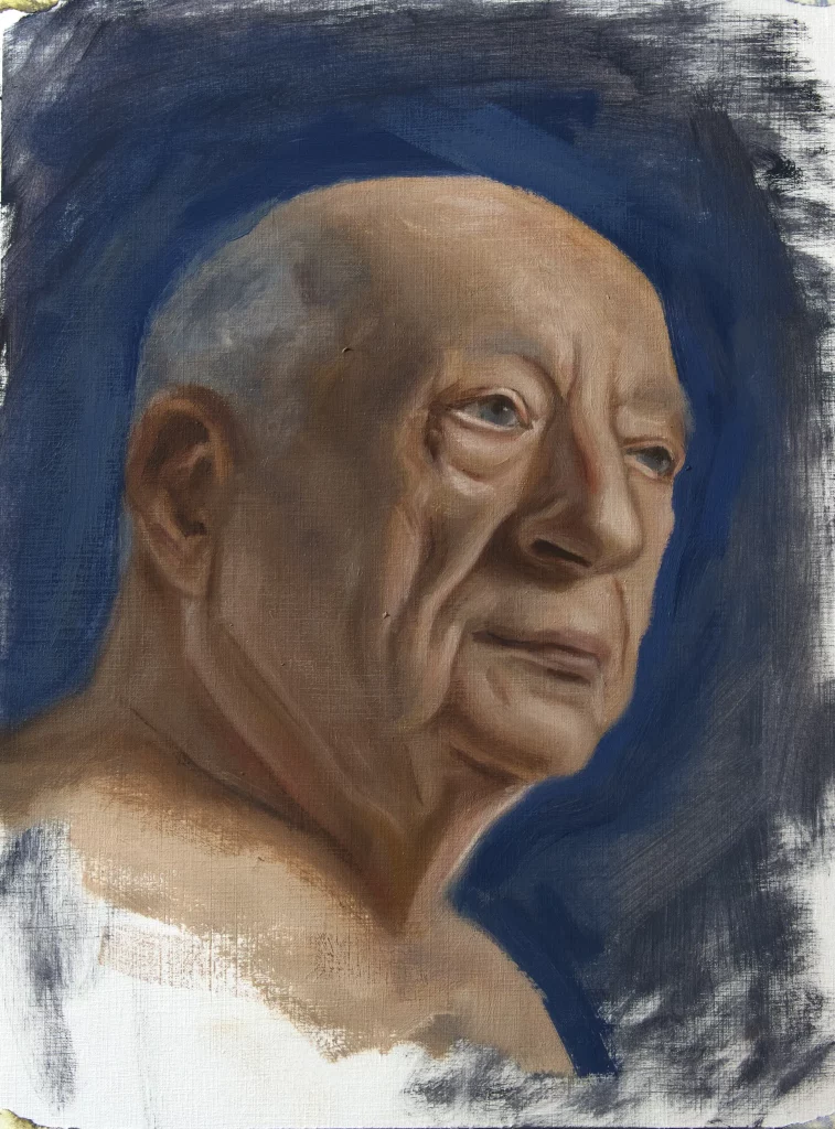 Oilpainting portrait study of an old man