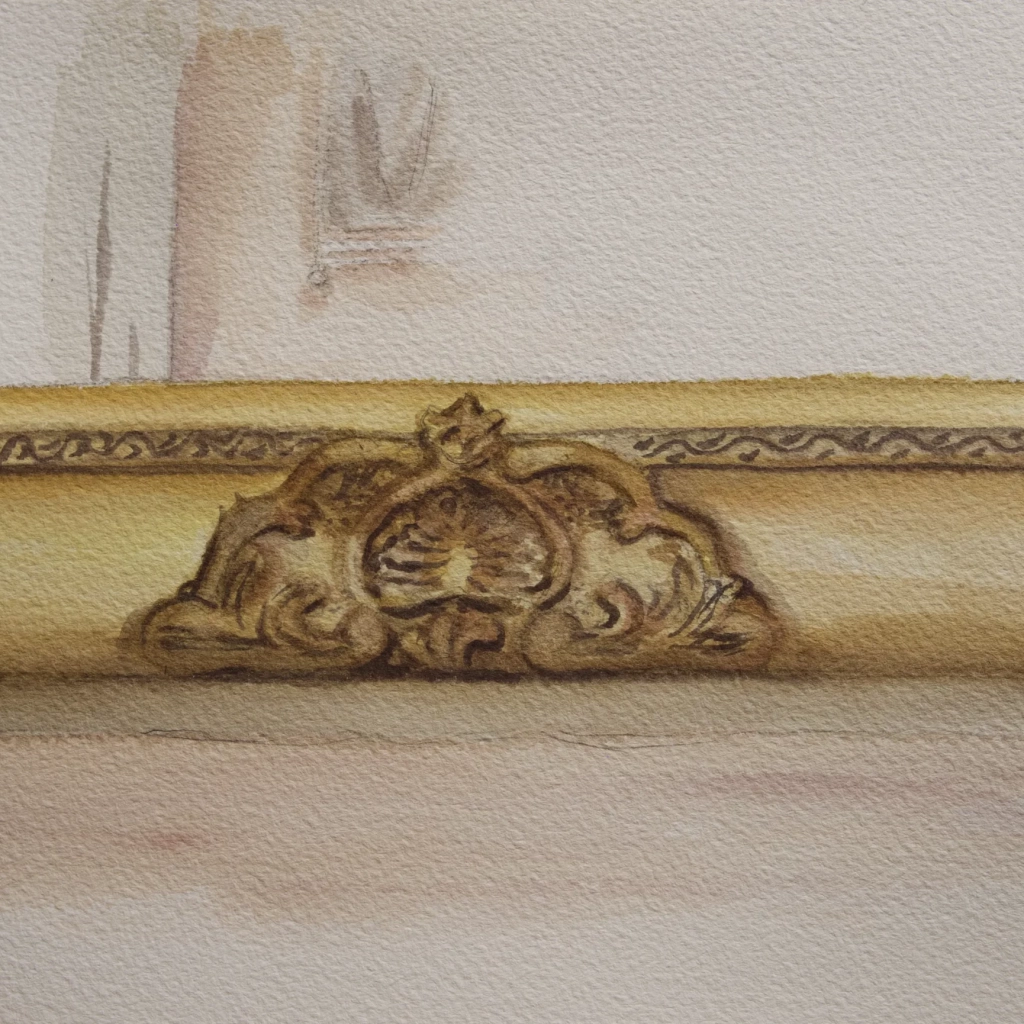 Watercolor painting of a mirror