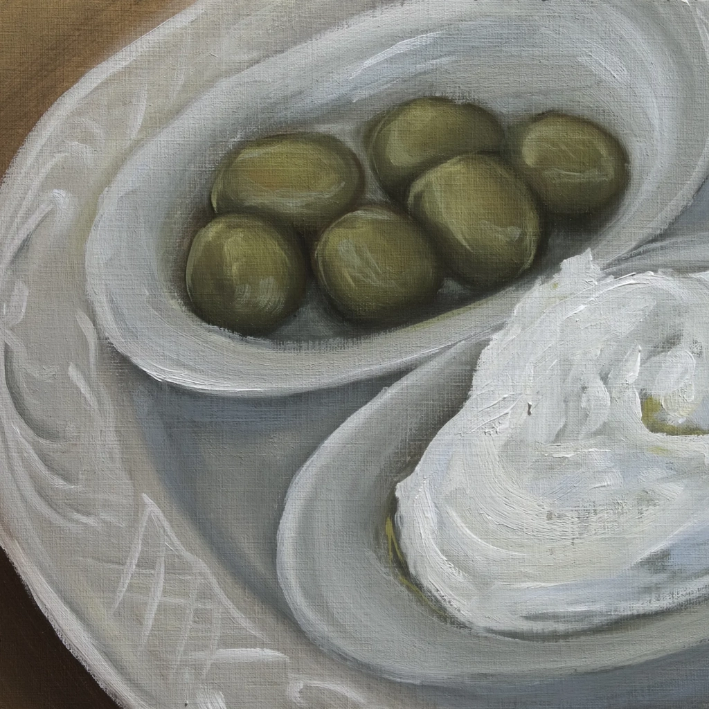 Oilpainting study of Aioli with Olives