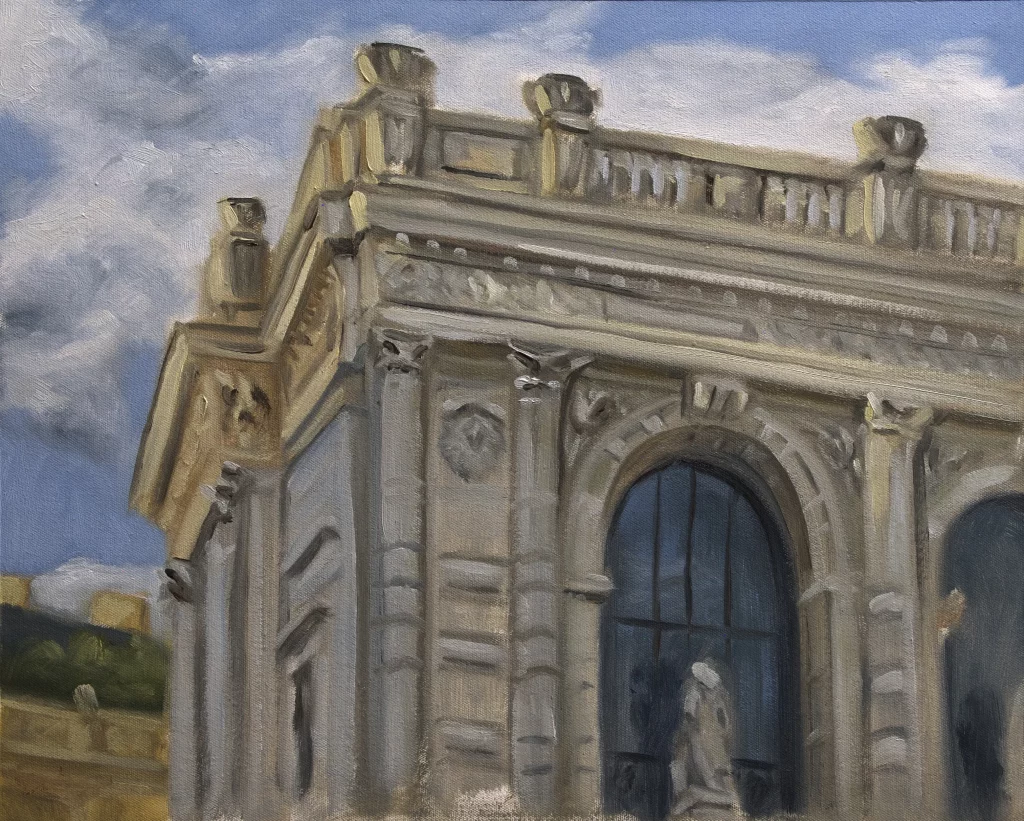 Oilpainting study of a museum in Paris