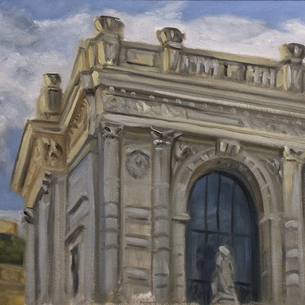 Oilpainting study of a museum in Paris