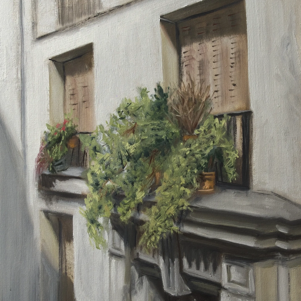 Oilpainting study of a balcony in Paris