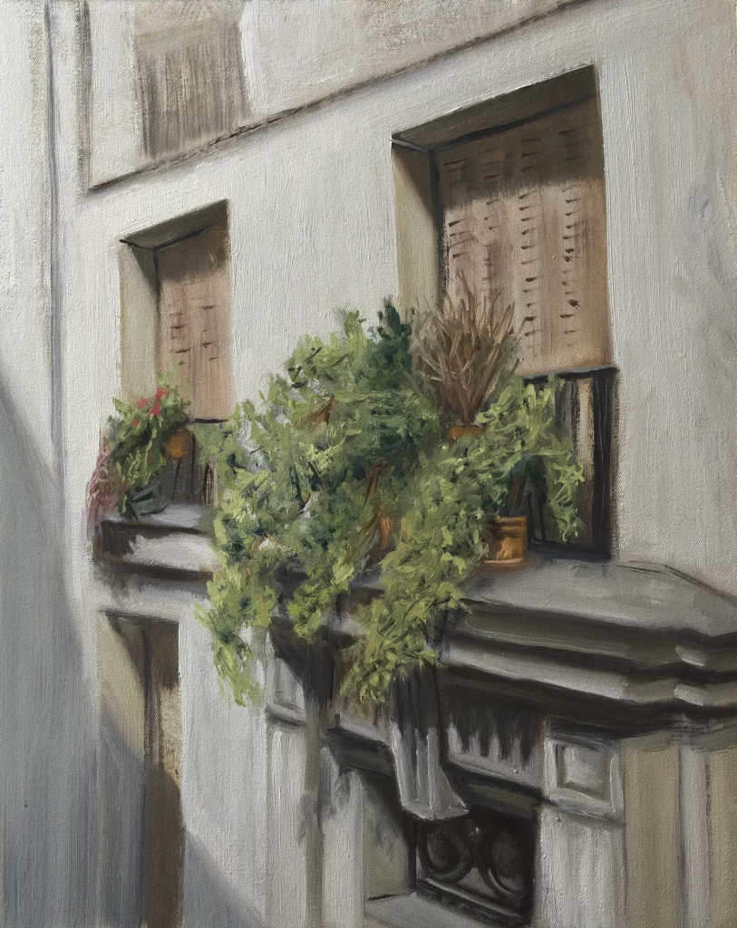 Oilpainting study of a balcony in Paris