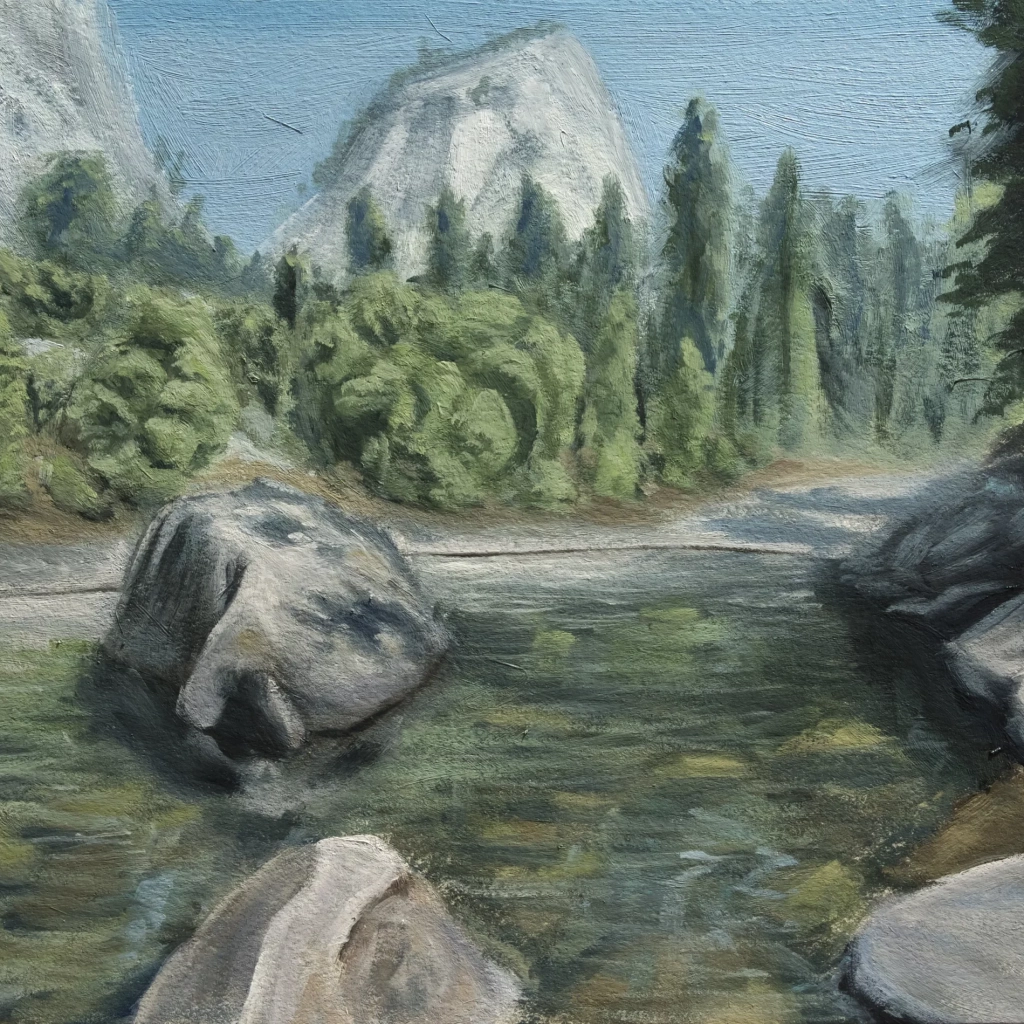 Oilpainting landscape study of a river
