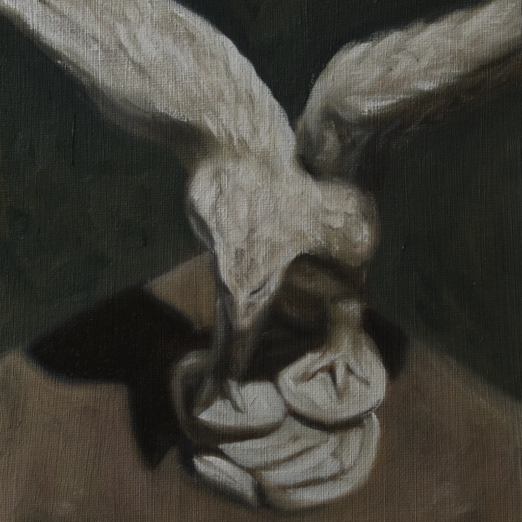 Oilpainting of an eagle statue