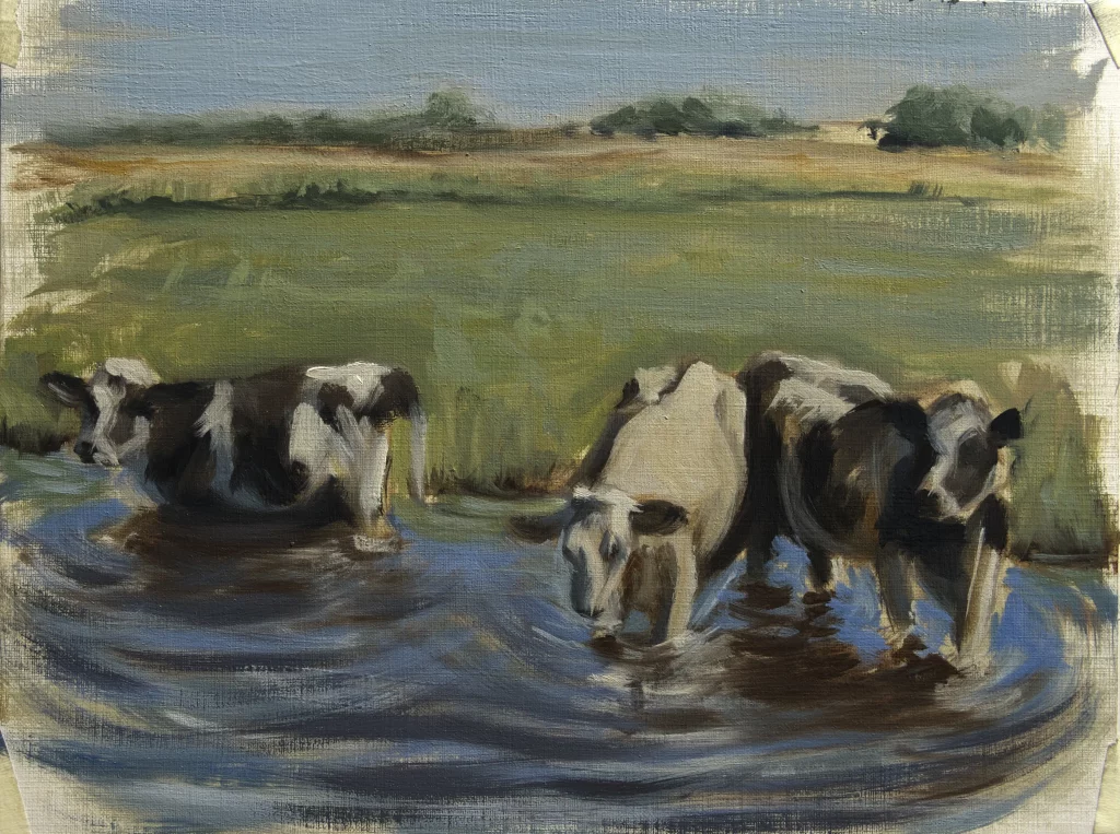 Oilpainting study of three cows