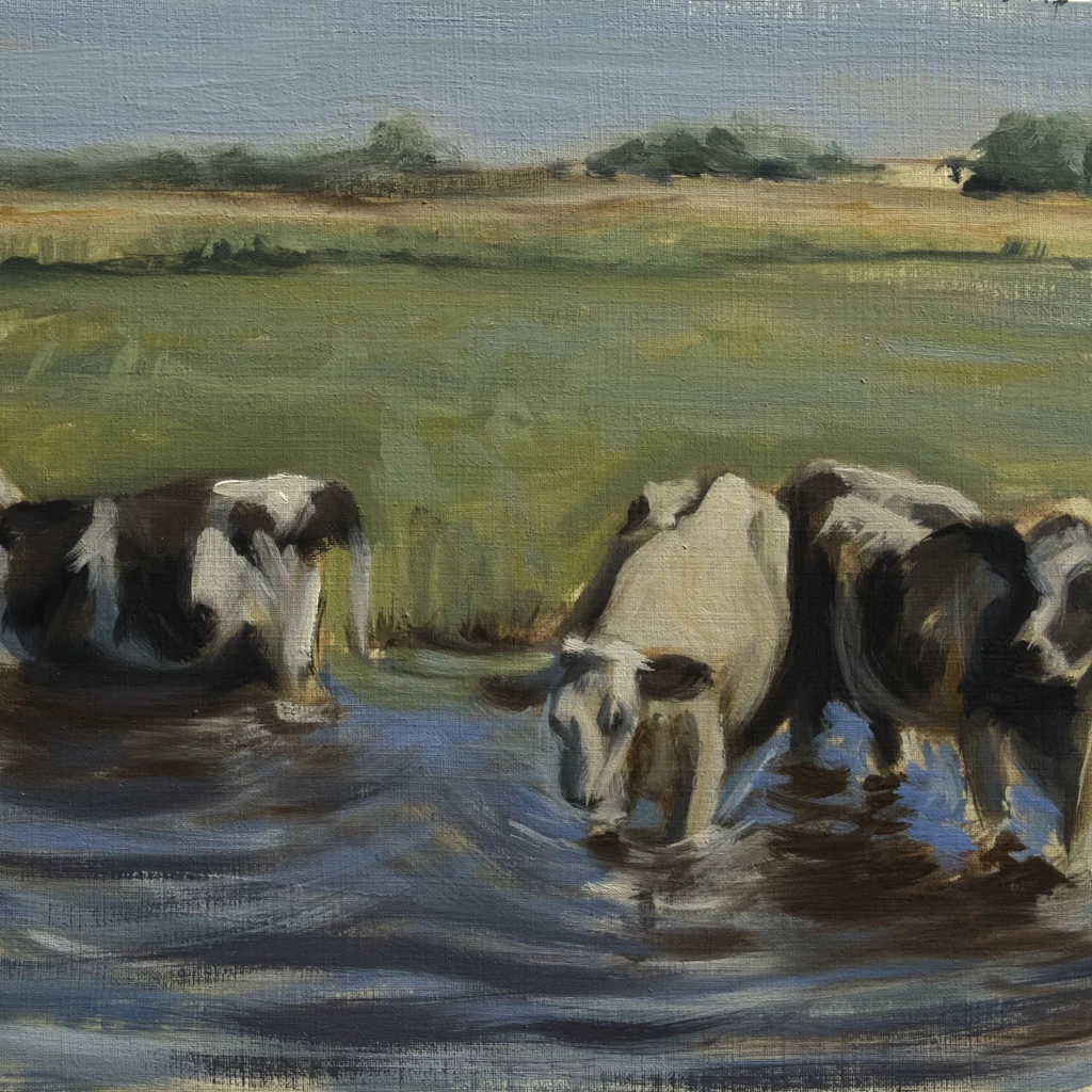 Oilpainting study of three cows