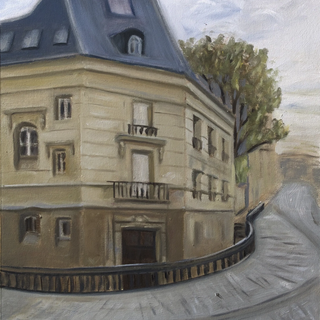 Oilpainting of a building in paris