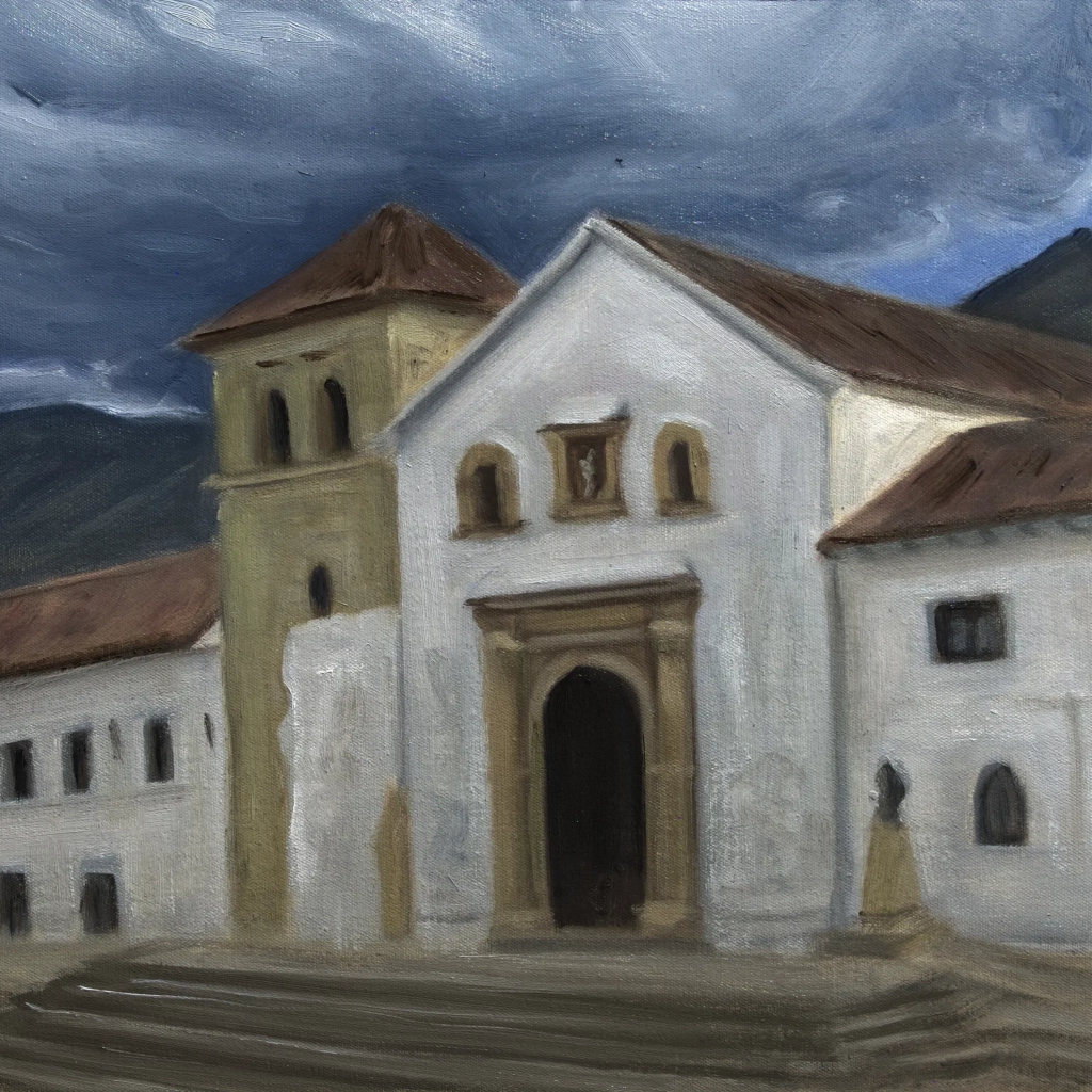 Oilpainting of a church in Colombia