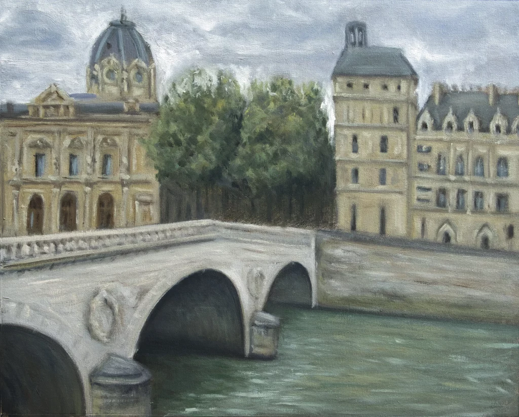 Oilpainting of a bridge in paris