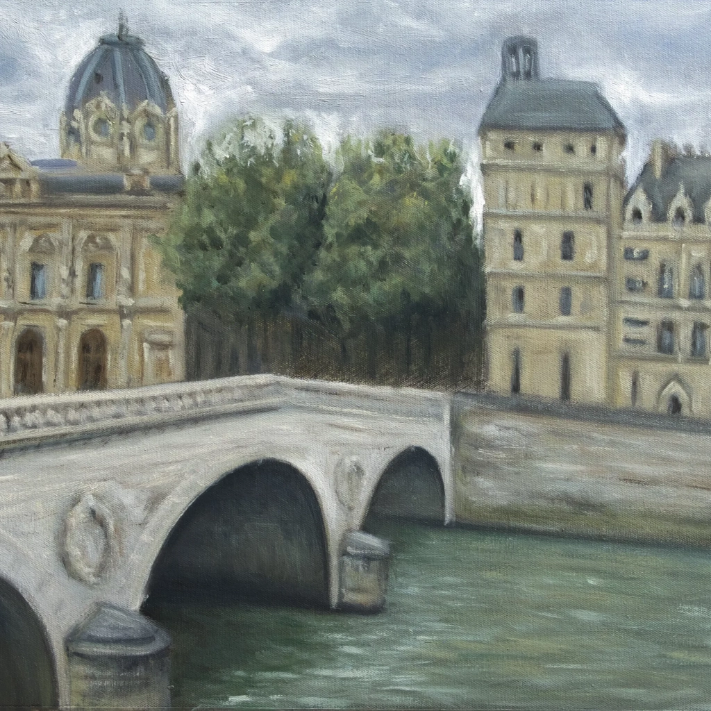 Oilpainting of a bridge in paris